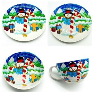 NIB Snowman Christmas 4-pc Dinner Set #2